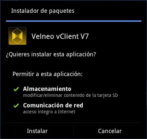 Instalación de Velneo vClient V7 en Android 5